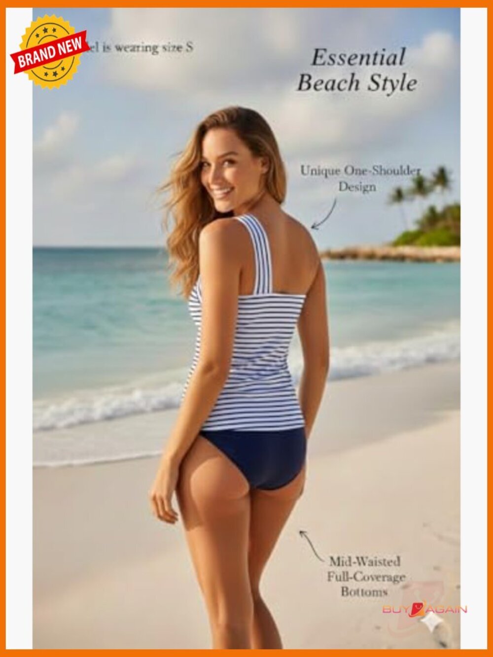 One Shoulder Tankini Set with Tummy Control Bottom, Quick Dry - Picture 4 of 7